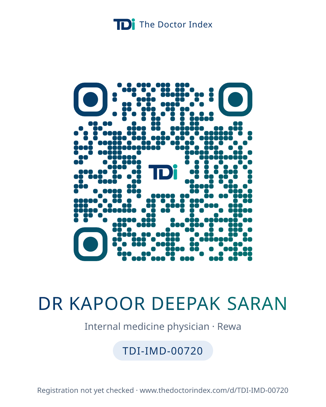 QR card for Dr Kapoor Deepak Saran, TDI-IMD-00720