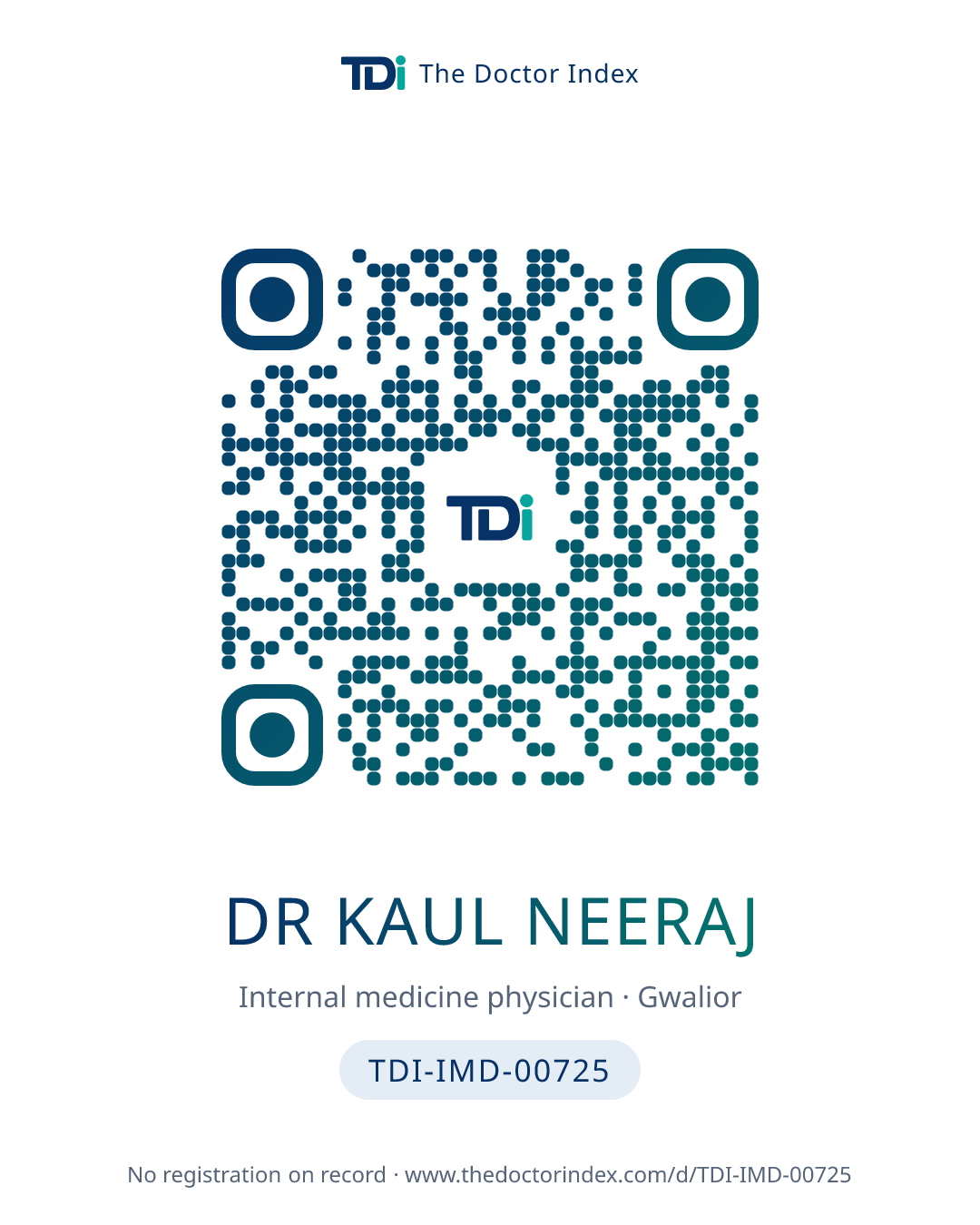 QR card for Dr Kaul Neeraj, TDI-IMD-00725