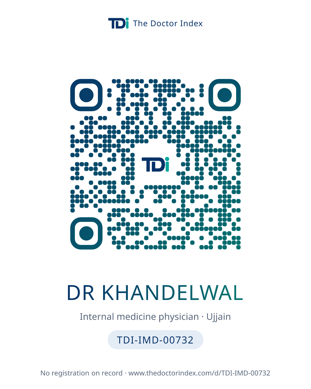 QR card for Dr Khandelwal, TDI-IMD-00732