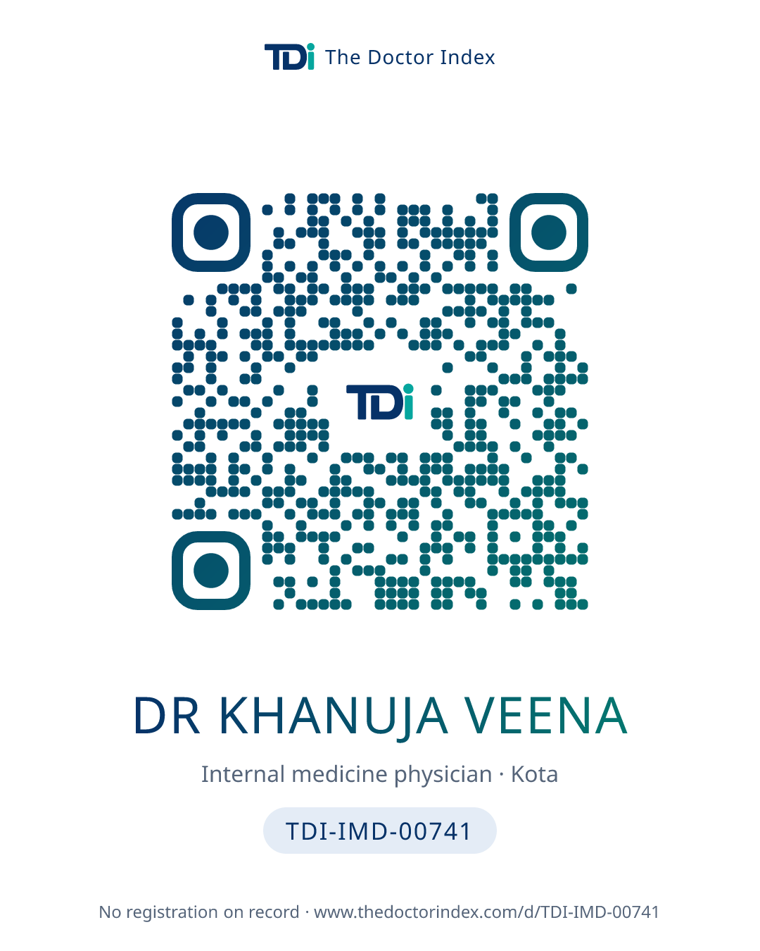 QR card for Dr Khanuja Veena, TDI-IMD-00741