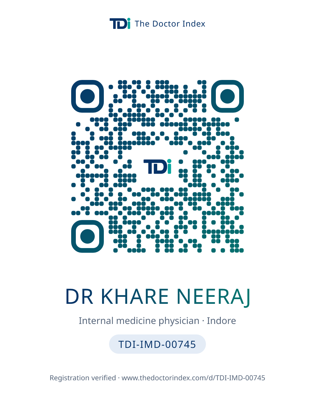 QR card for Dr Khare Neeraj, TDI-IMD-00745