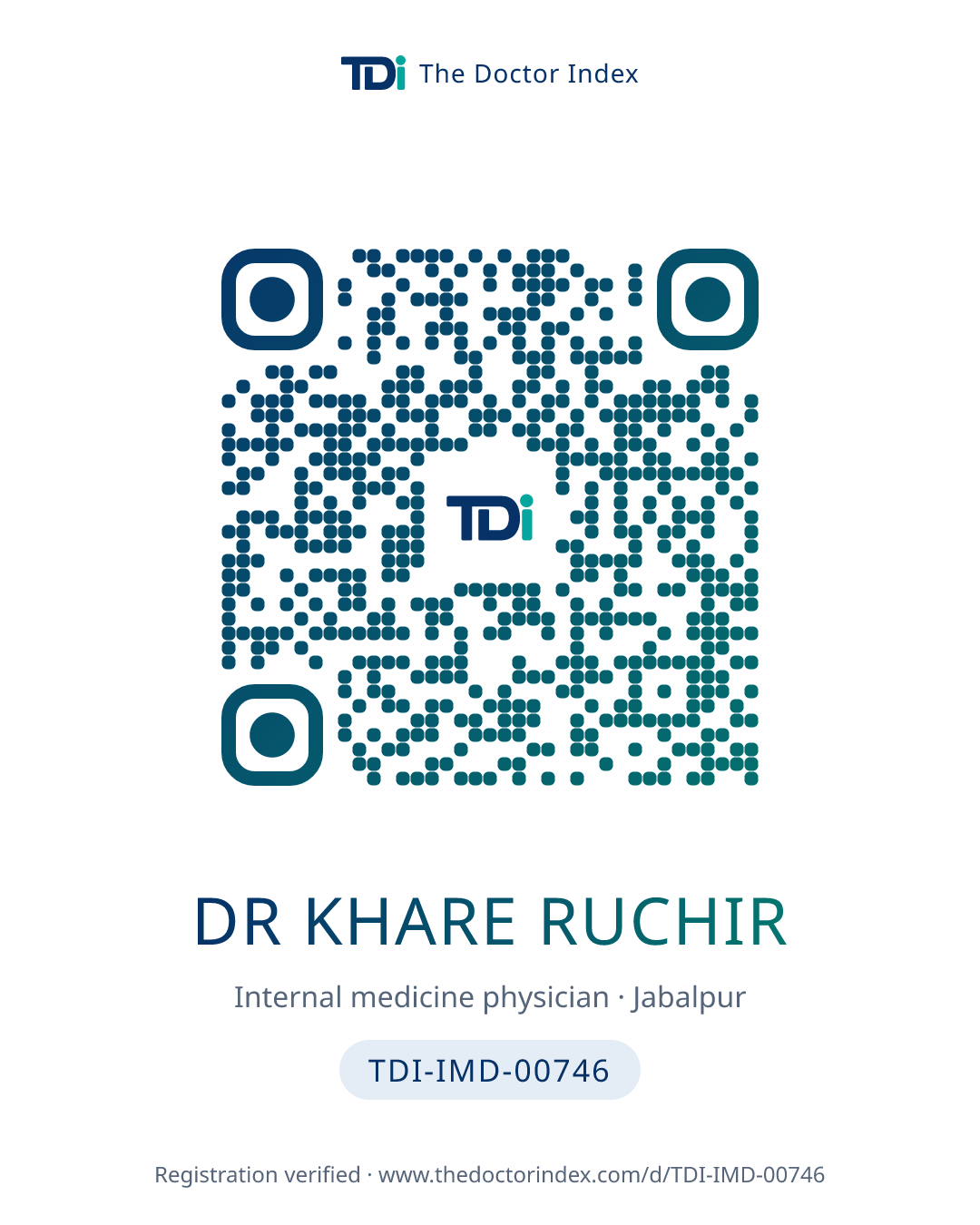 QR card for Dr Khare Ruchir, TDI-IMD-00746