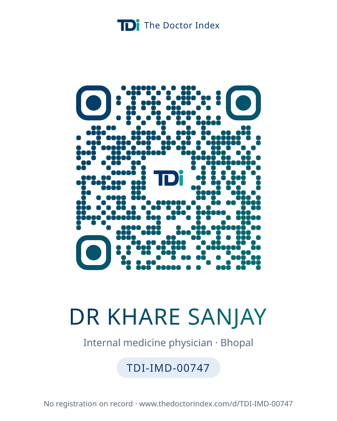 QR card for Dr Khare Sanjay, TDI-IMD-00747
