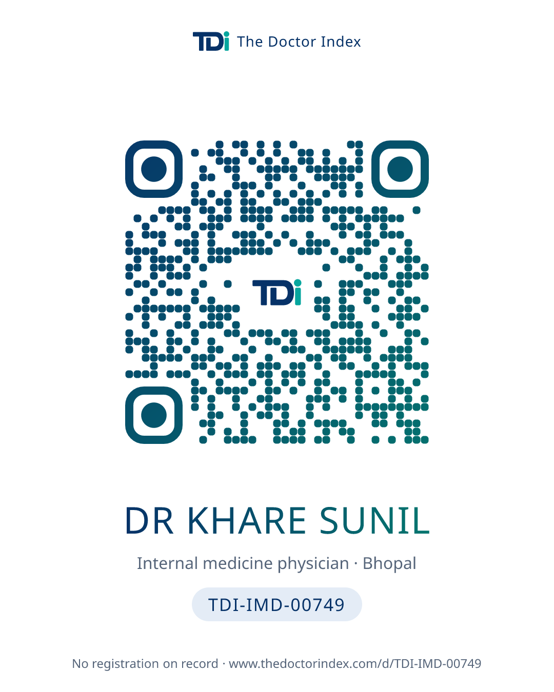 QR card for Dr Khare Sunil, TDI-IMD-00749
