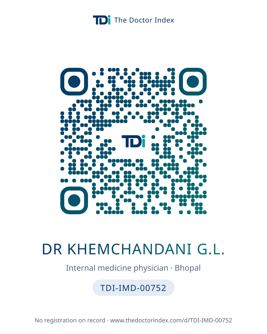 QR card for Dr Khemchandani G.L., TDI-IMD-00752