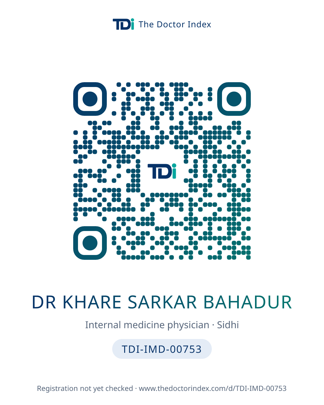 QR card for Dr Khare Sarkar Bahadur, TDI-IMD-00753