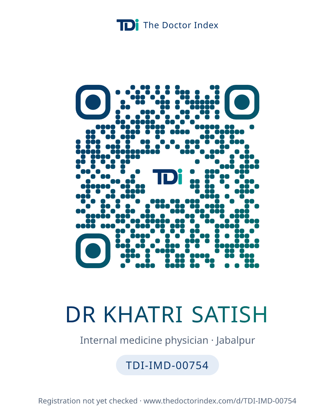 QR card for Dr Khatri Satish, TDI-IMD-00754