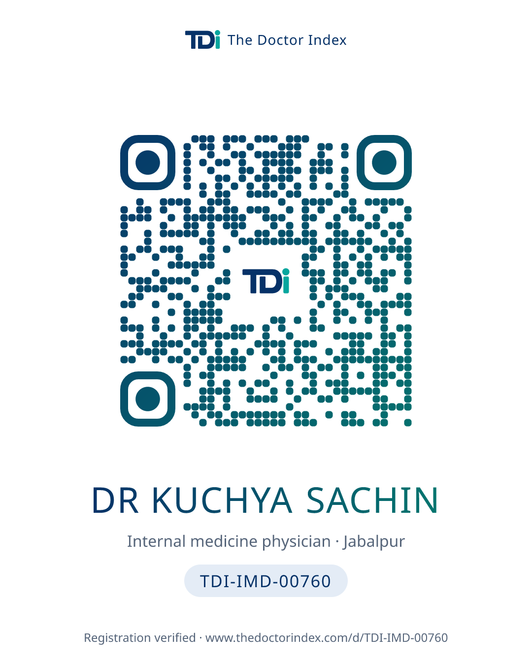 QR card for Dr Kuchya Sachin, TDI-IMD-00760