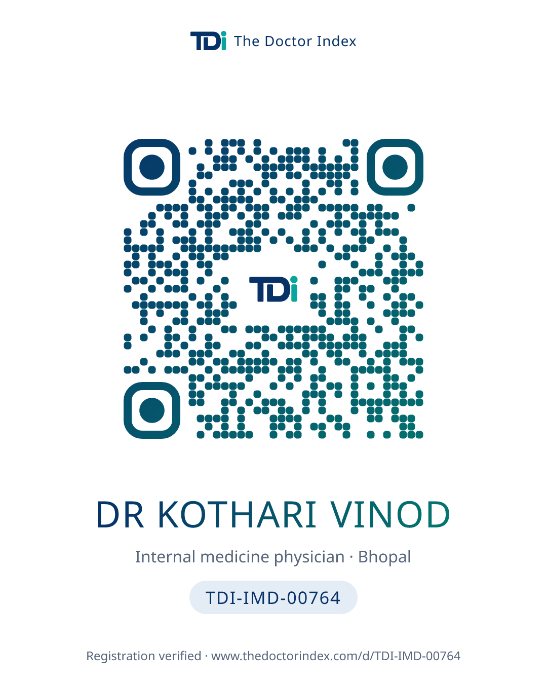 QR card for Dr Kothari Vinod, TDI-IMD-00764