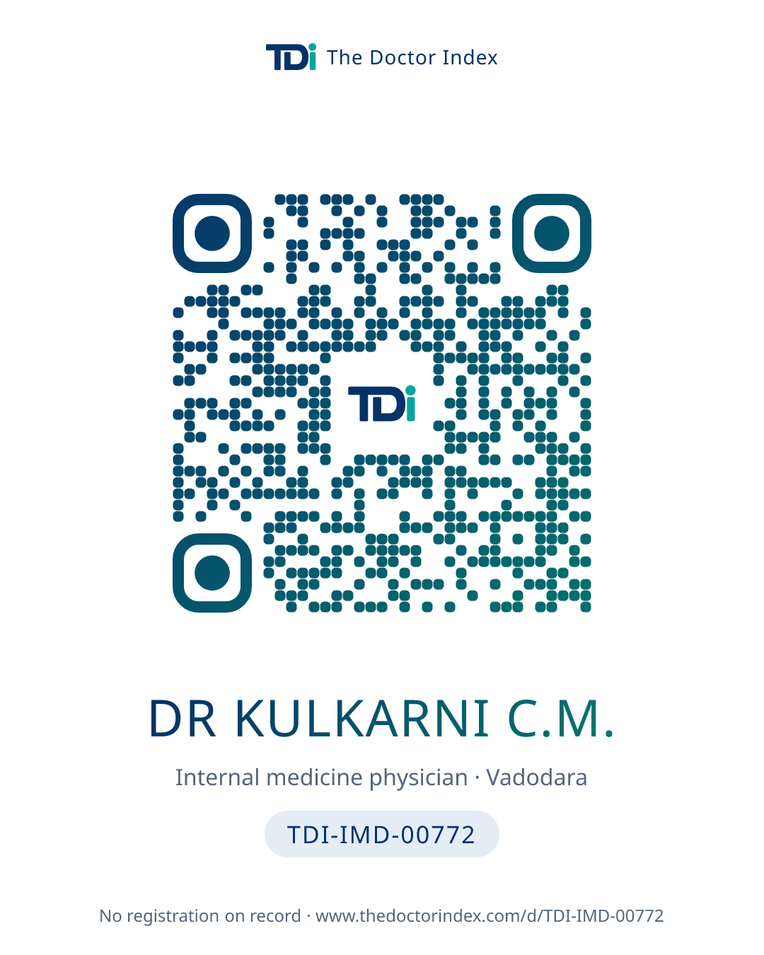 QR card for Dr Kulkarni C.M., TDI-IMD-00772