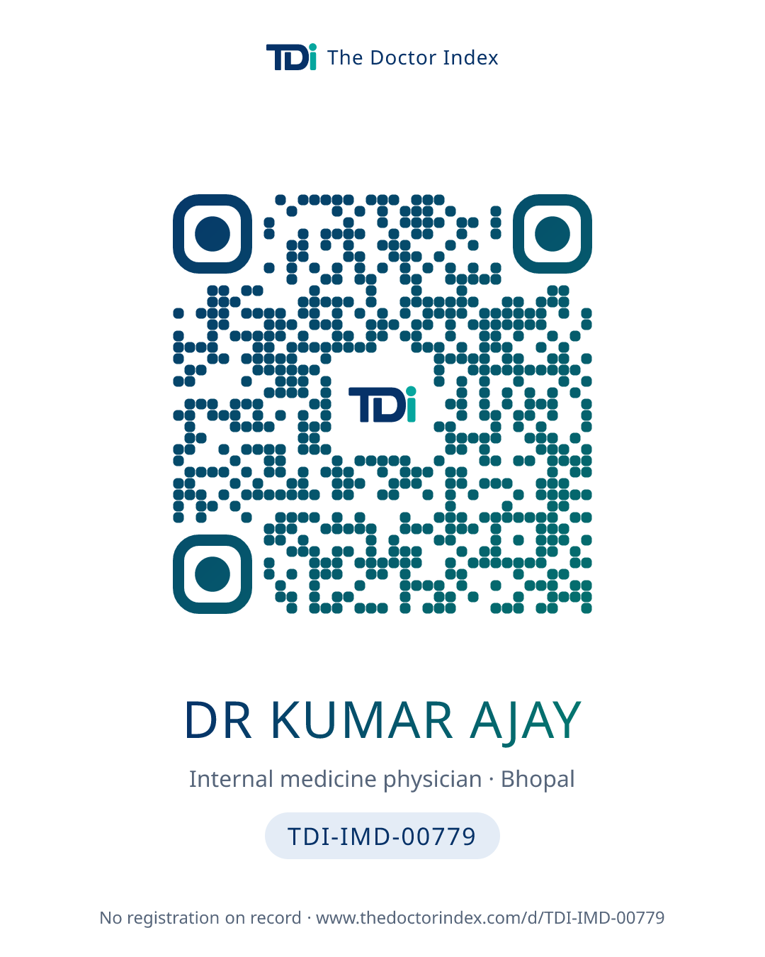 QR card for Dr Kumar Ajay, TDI-IMD-00779