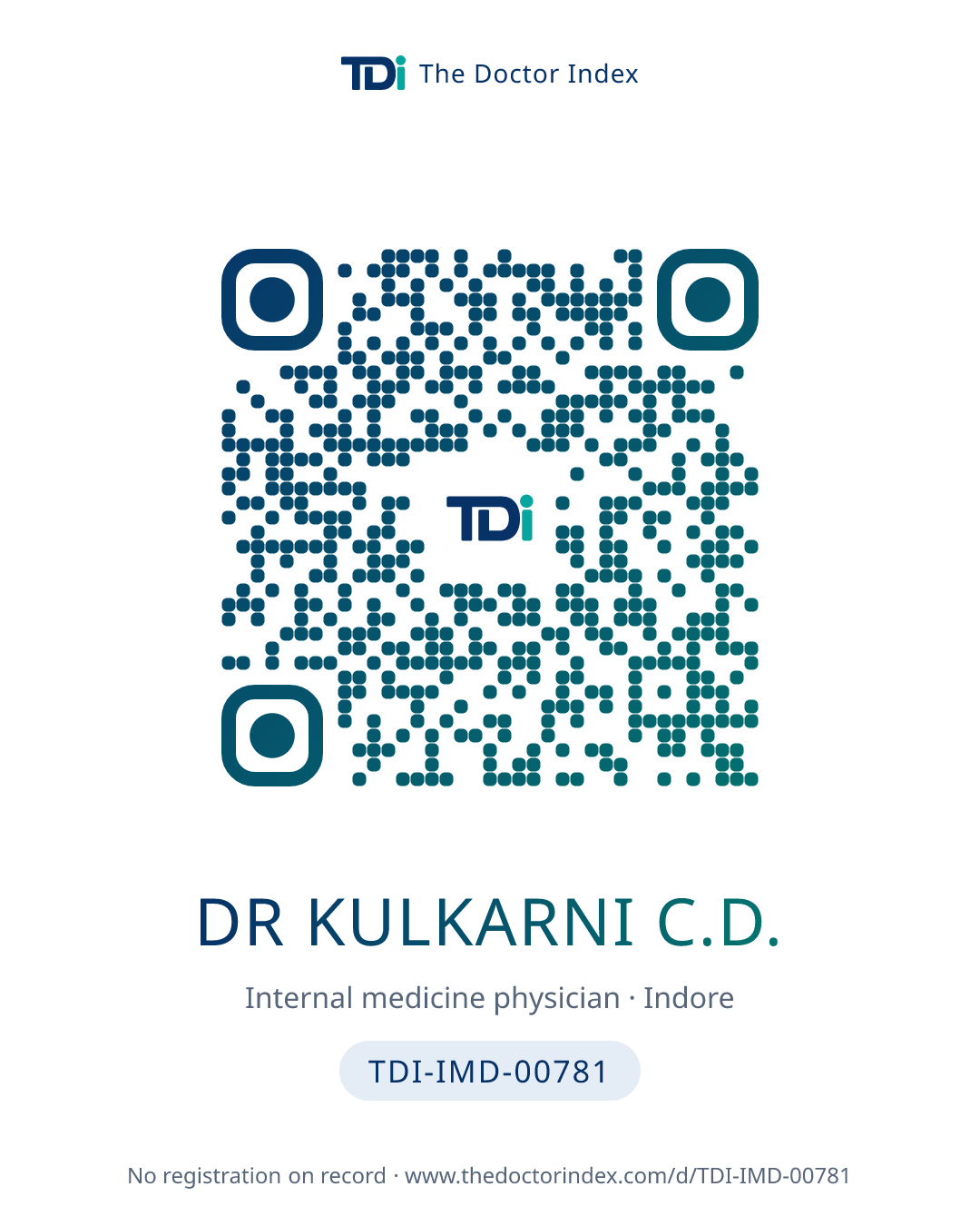 QR card for Dr Kulkarni C.D., TDI-IMD-00781