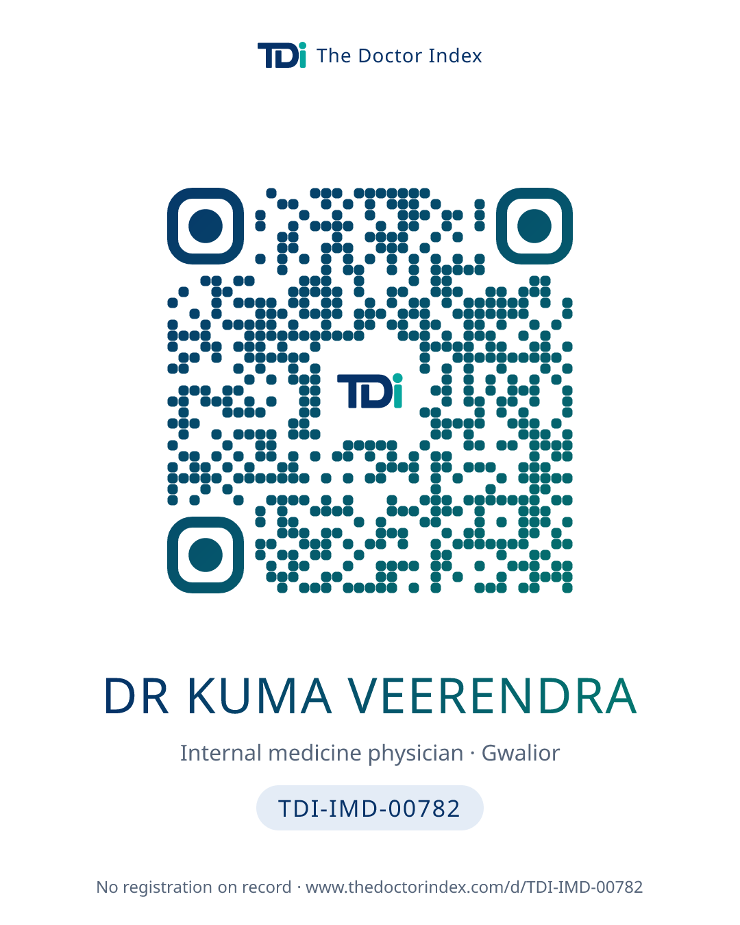 QR card for Dr Kuma Veerendra, TDI-IMD-00782