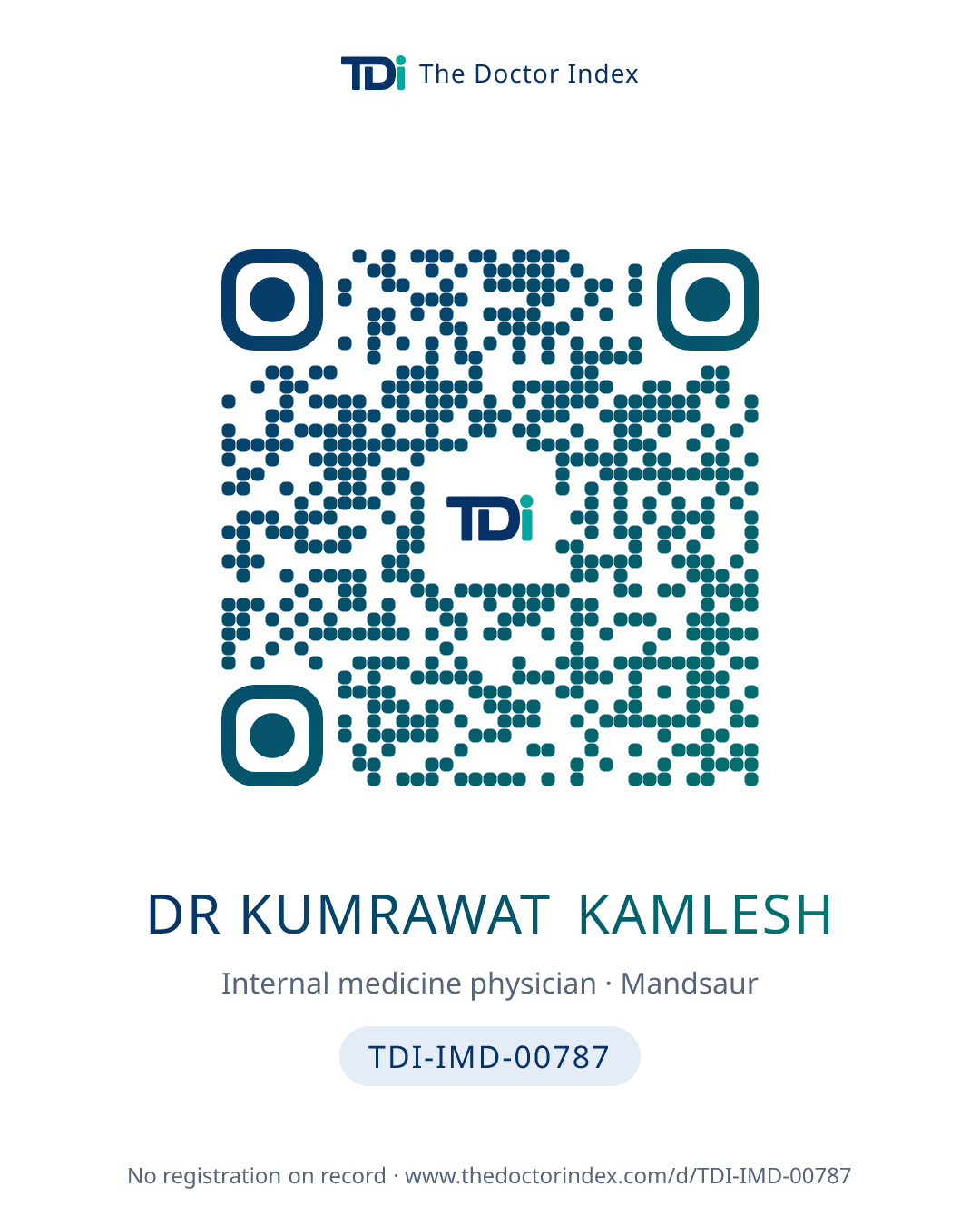 QR card for Dr Kumrawat Kamlesh, TDI-IMD-00787
