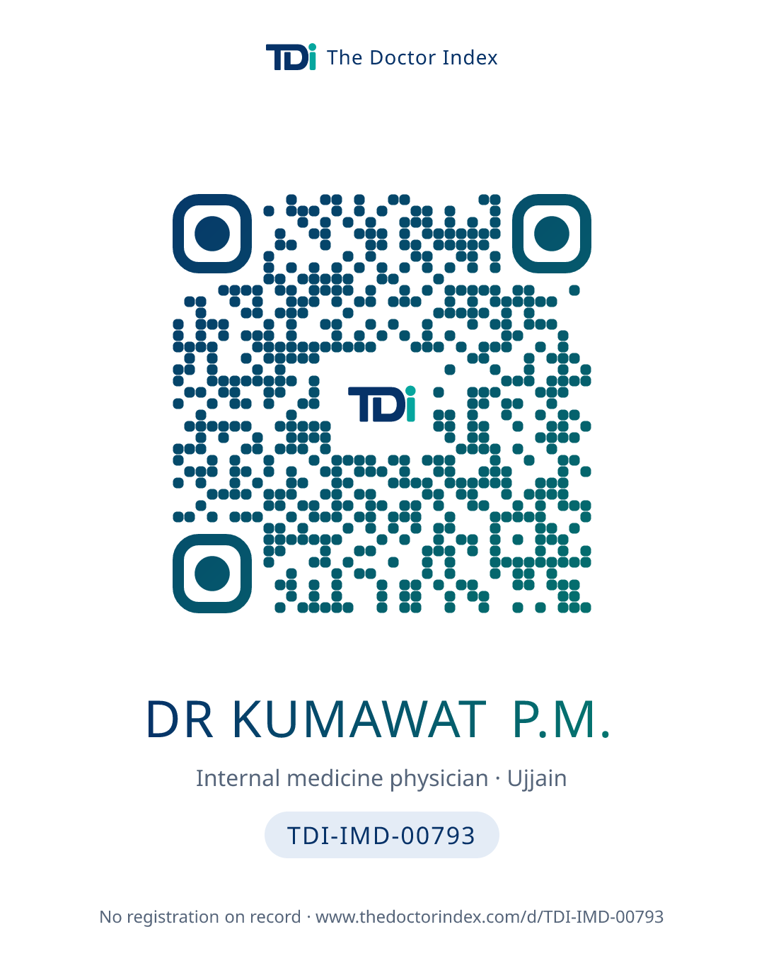 QR card for Dr Kumawat P.M., TDI-IMD-00793