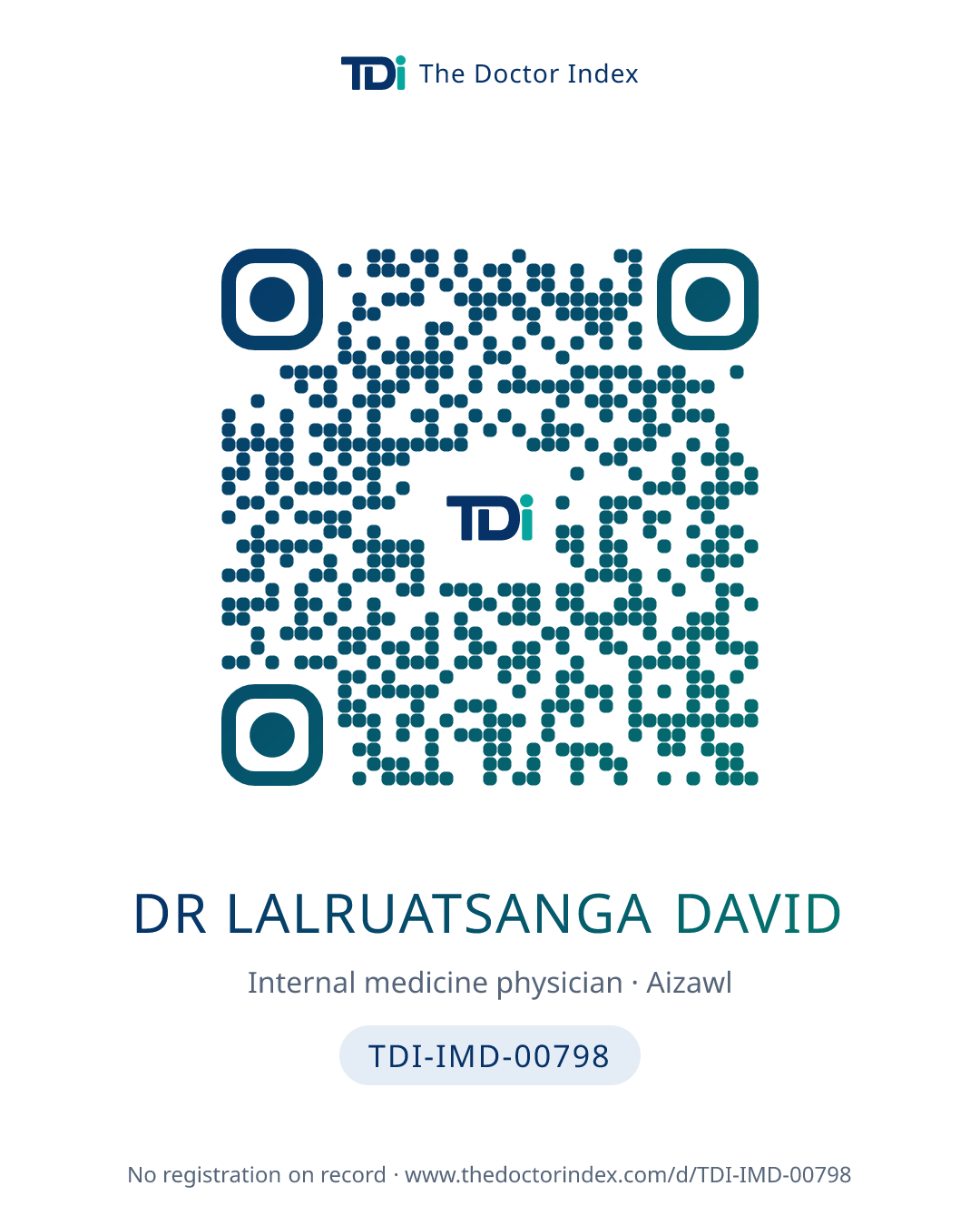 QR card for Dr Lalruatsanga David, TDI-IMD-00798