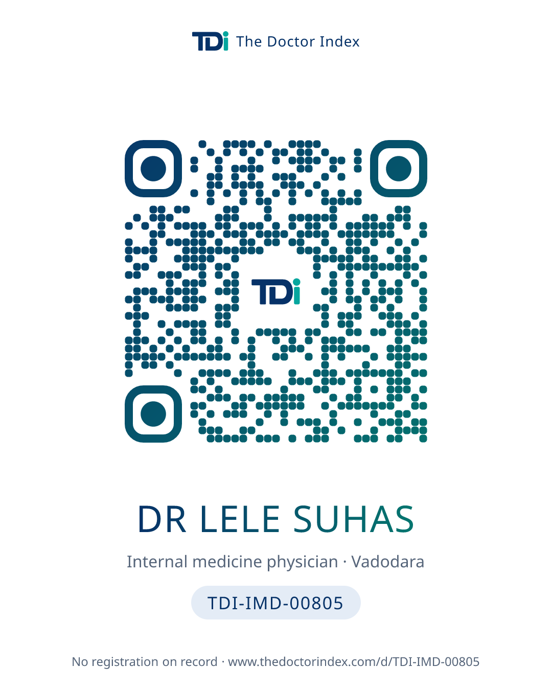QR card for Dr Lele Suhas, TDI-IMD-00805