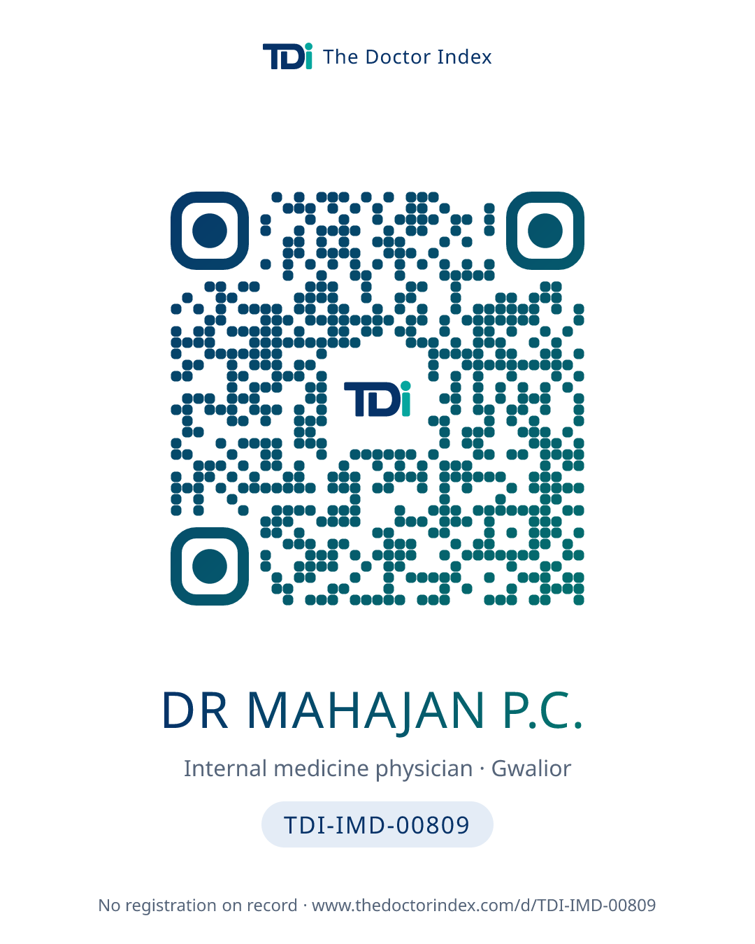 QR card for Dr Mahajan P.C., TDI-IMD-00809