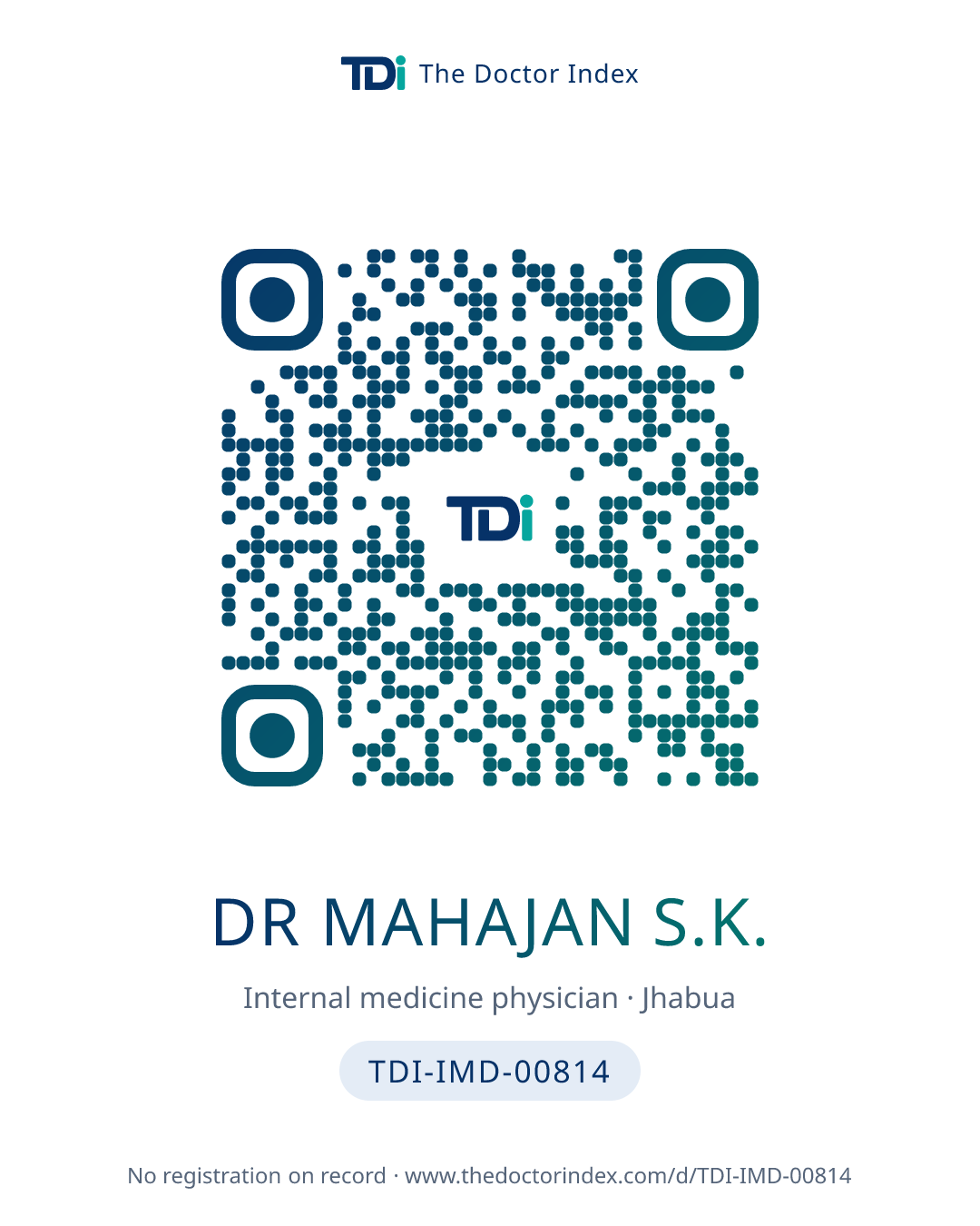 QR card for Dr Mahajan S.K., TDI-IMD-00814