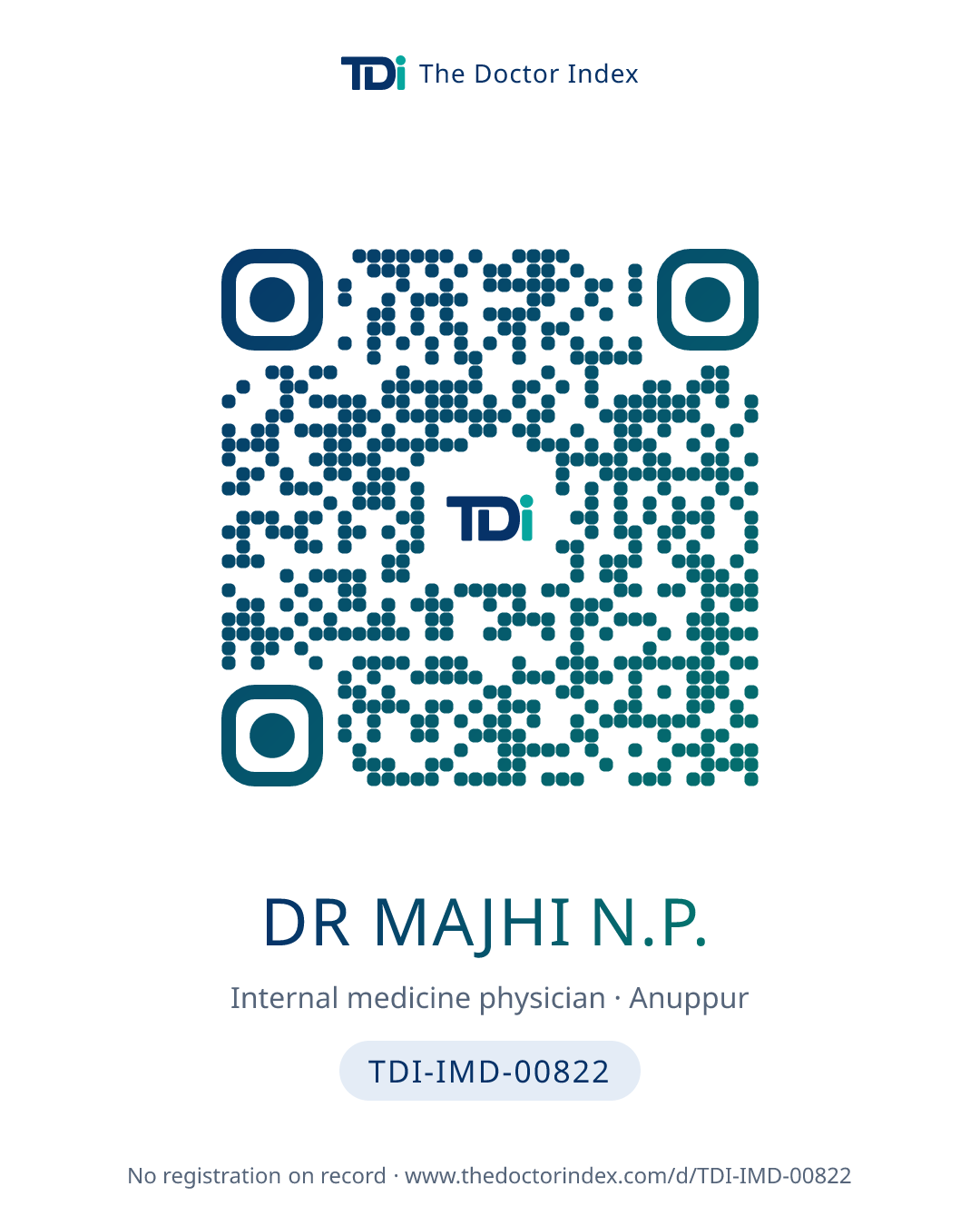 QR card for Dr Majhi N.P., TDI-IMD-00822