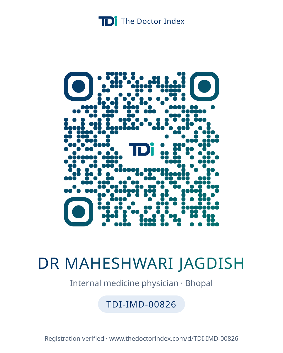 QR card for Dr Maheshwari Jagdish, TDI-IMD-00826