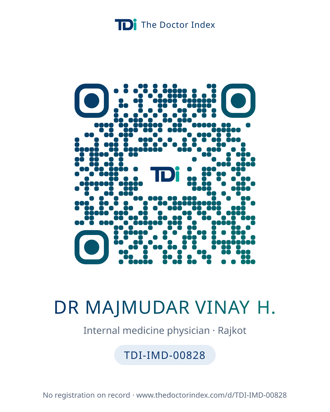 QR card for Dr Majmudar Vinay H., TDI-IMD-00828