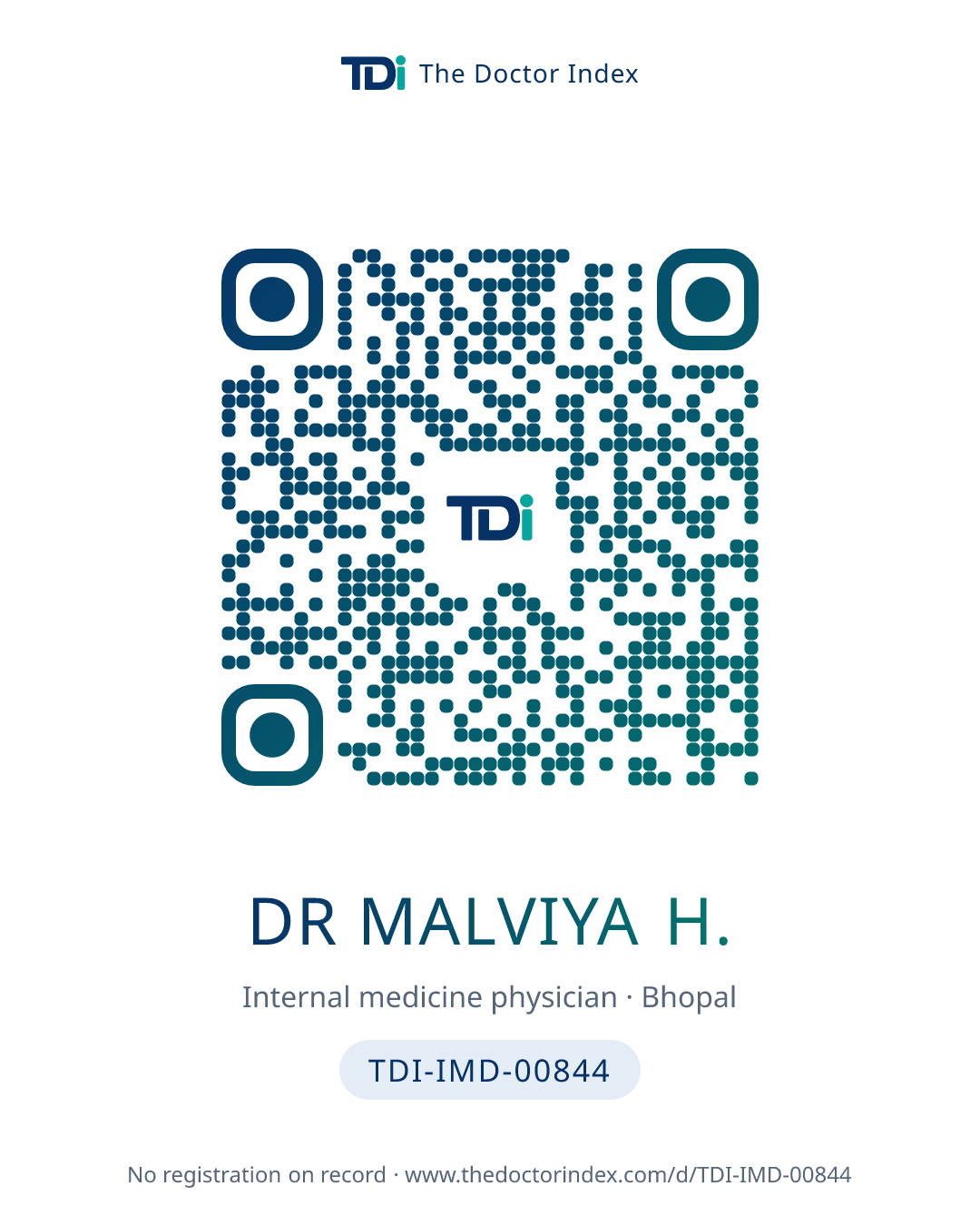 QR card for Dr Malviya H., TDI-IMD-00844