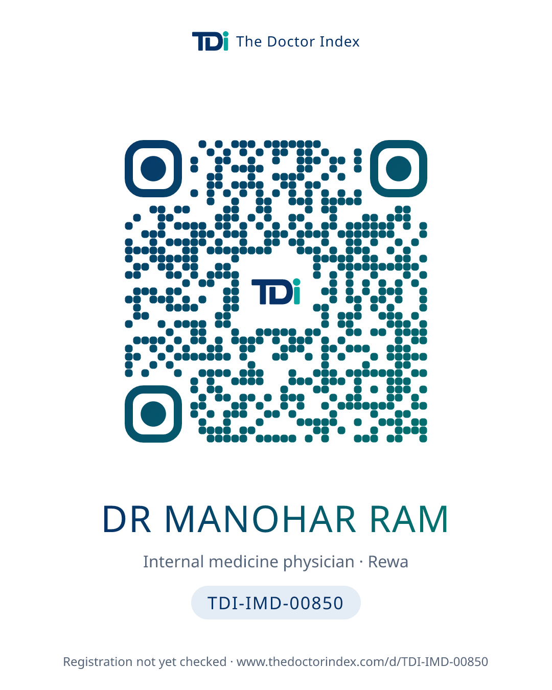 QR card for Dr Manohar Ram, TDI-IMD-00850