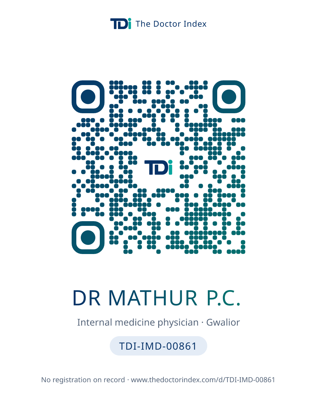 QR card for Dr Mathur P.C., TDI-IMD-00861