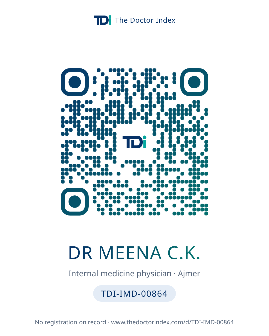 QR card for Dr Meena C.K., TDI-IMD-00864