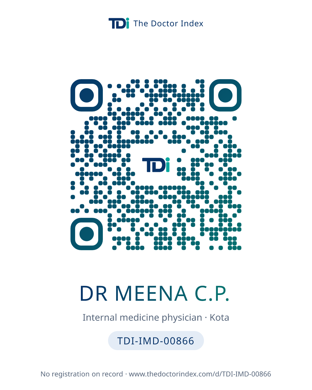 QR card for Dr Meena C.P., TDI-IMD-00866