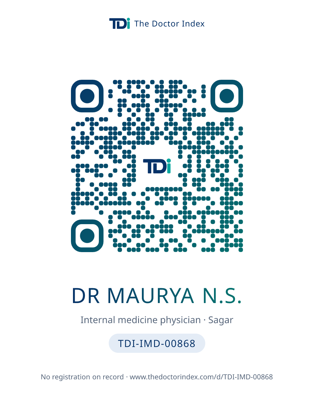 QR card for Dr Maurya N.S., TDI-IMD-00868