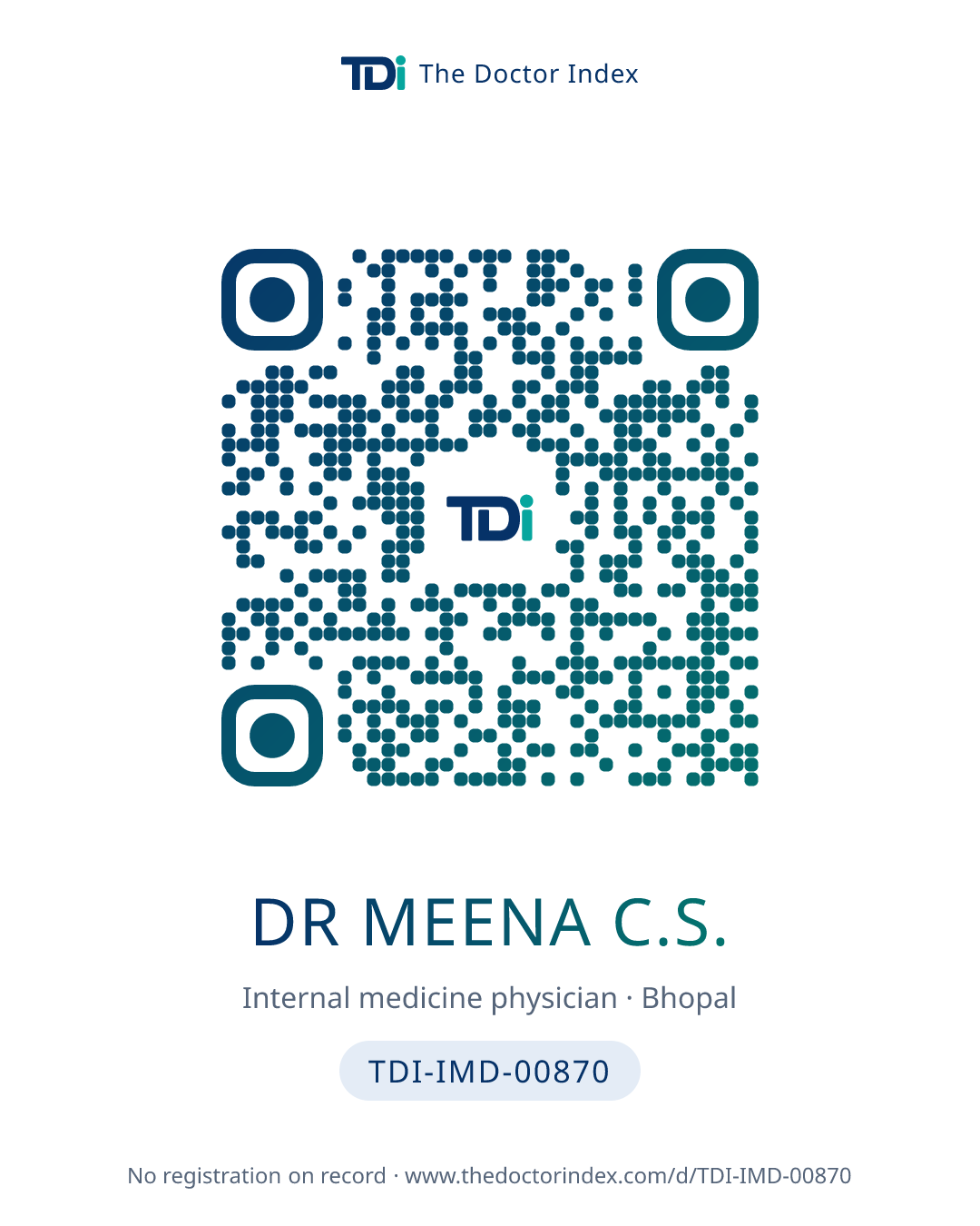 QR card for Dr Meena C.S., TDI-IMD-00870