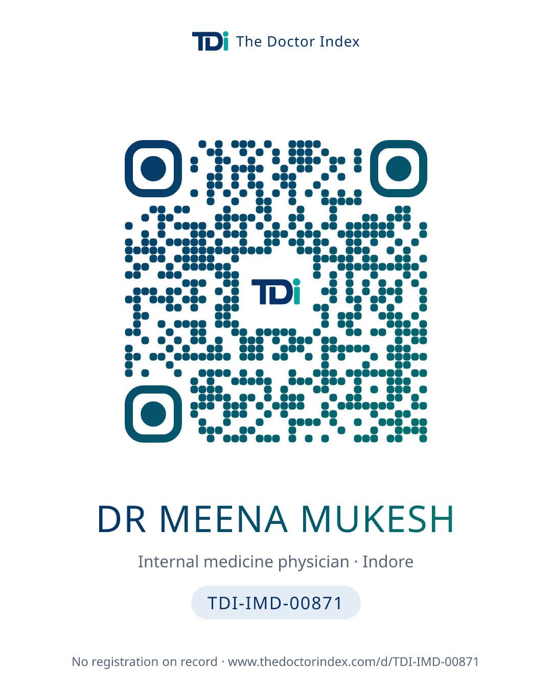 QR card for Dr Meena Mukesh, TDI-IMD-00871
