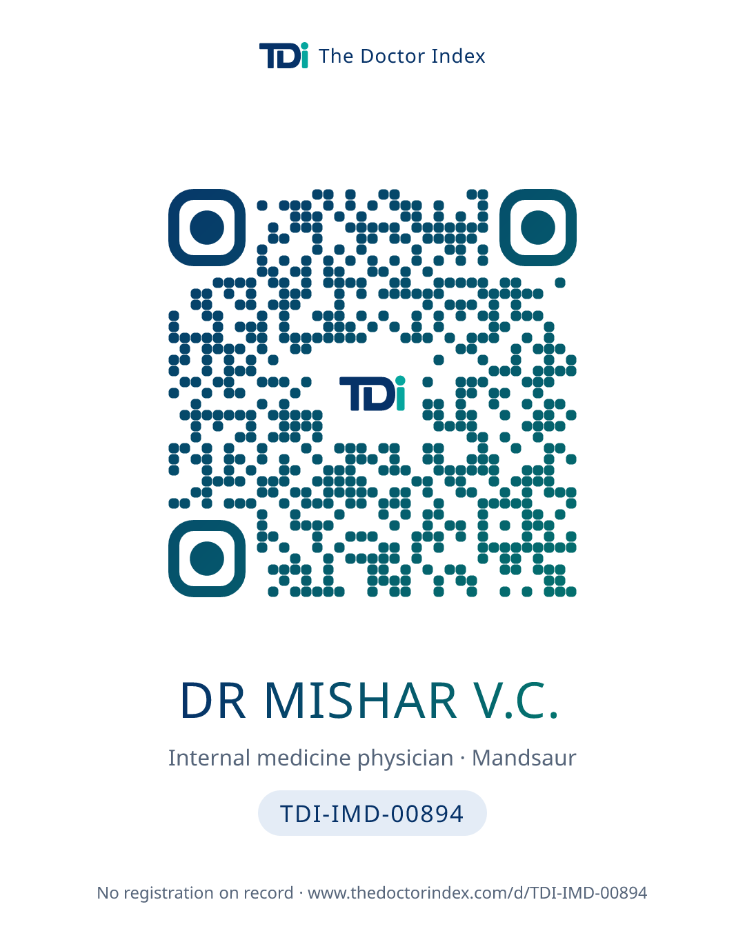 QR card for Dr Mishar V.C., TDI-IMD-00894