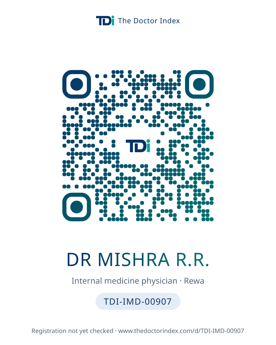 QR card for Dr Mishra R.R., TDI-IMD-00907