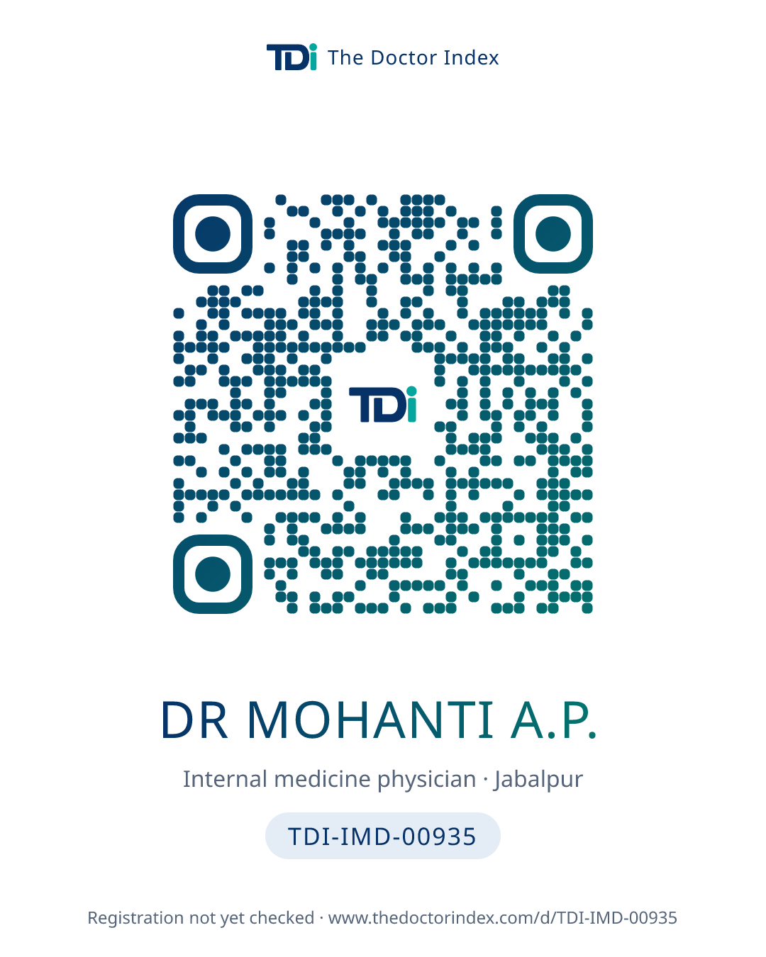 QR card for Dr Mohanti A.P., TDI-IMD-00935