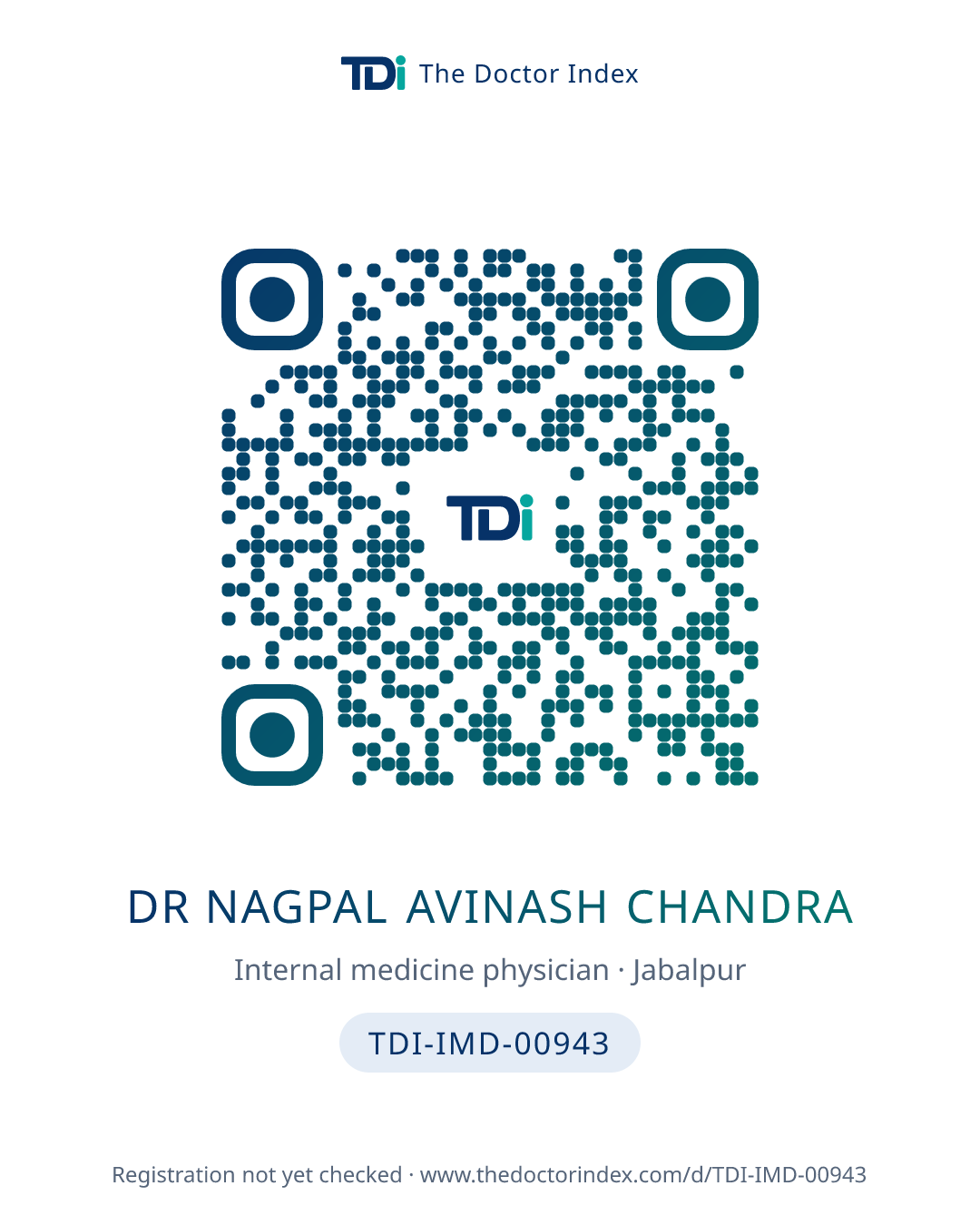 QR card for Dr Nagpal Avinash Chandra, TDI-IMD-00943