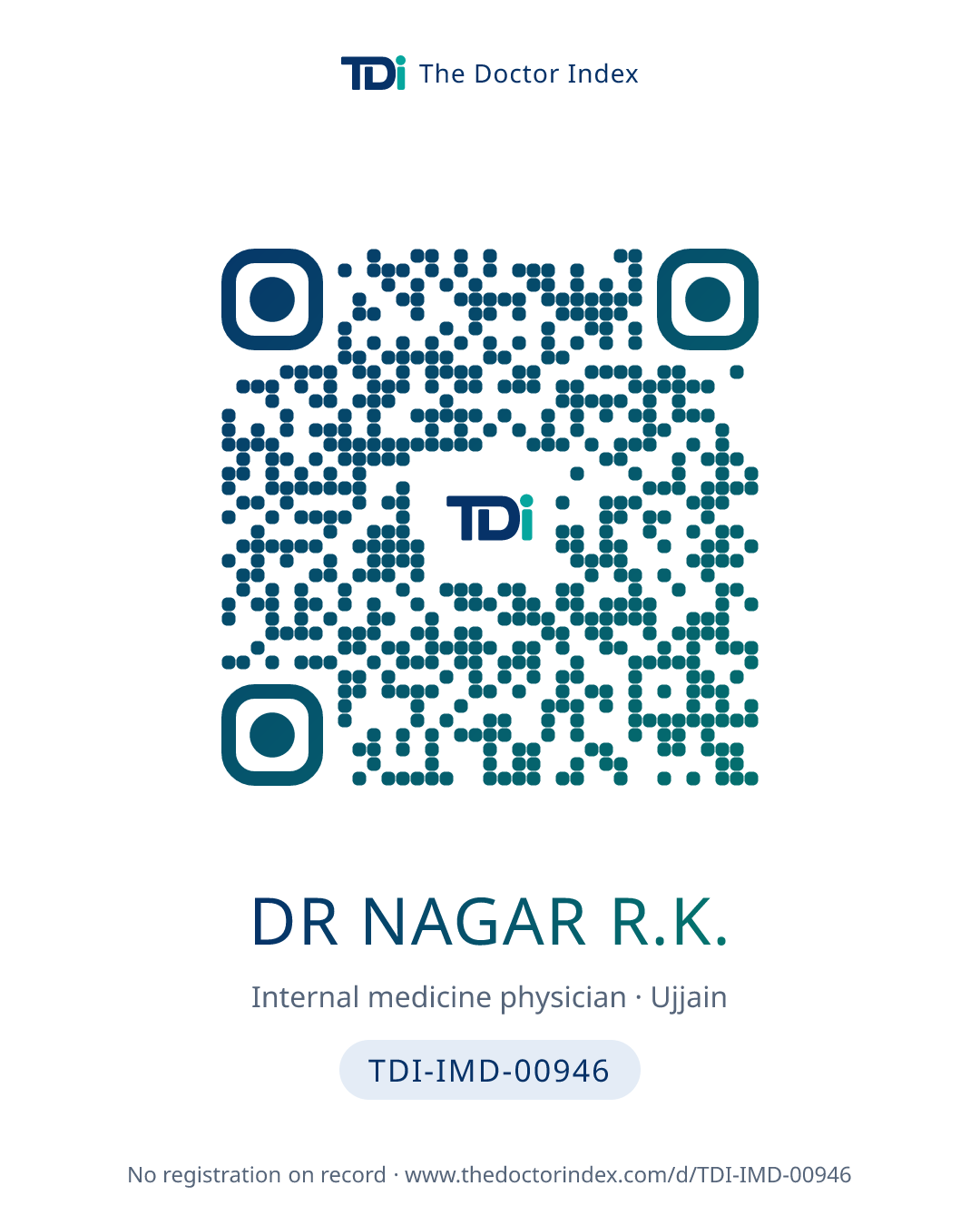 QR card for Dr Nagar R.K., TDI-IMD-00946