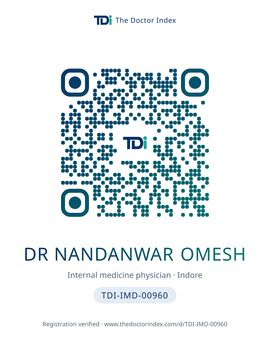 QR card for Dr Nandanwar Omesh, TDI-IMD-00960
