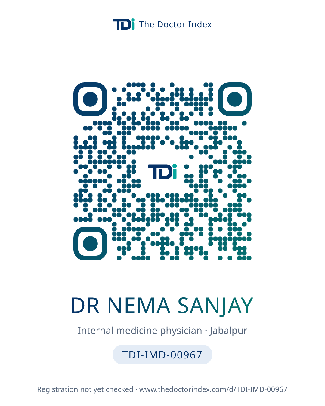 QR card for Dr Nema Sanjay, TDI-IMD-00967