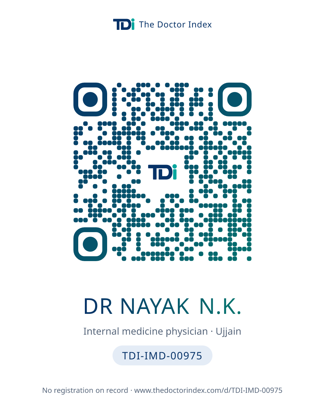 QR card for Dr Nayak N.K., TDI-IMD-00975