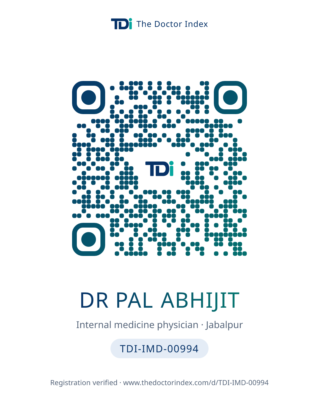 QR card for Dr Pal Abhijit, TDI-IMD-00994