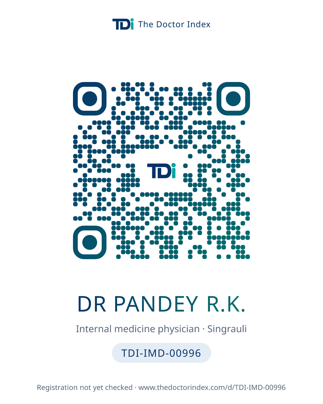 QR card for Dr Pandey R.K., TDI-IMD-00996