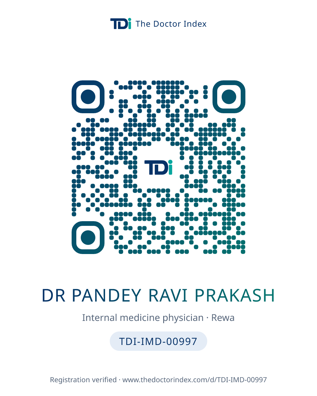 QR card for Dr Pandey Ravi Prakash, TDI-IMD-00997