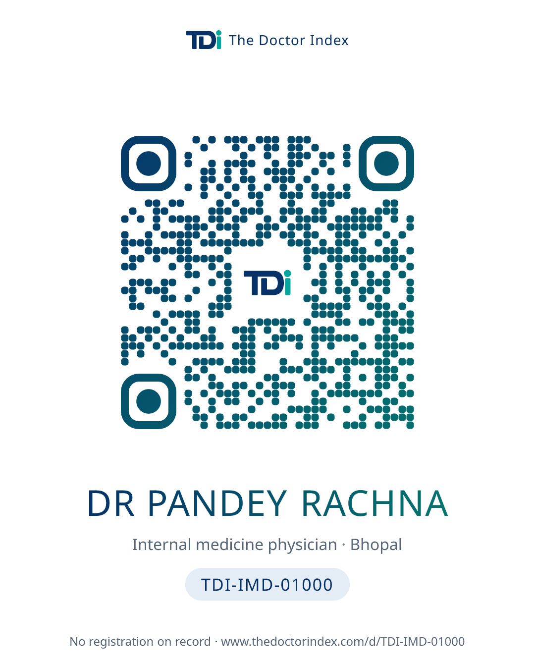 QR card for Dr Pandey Rachna, TDI-IMD-01000