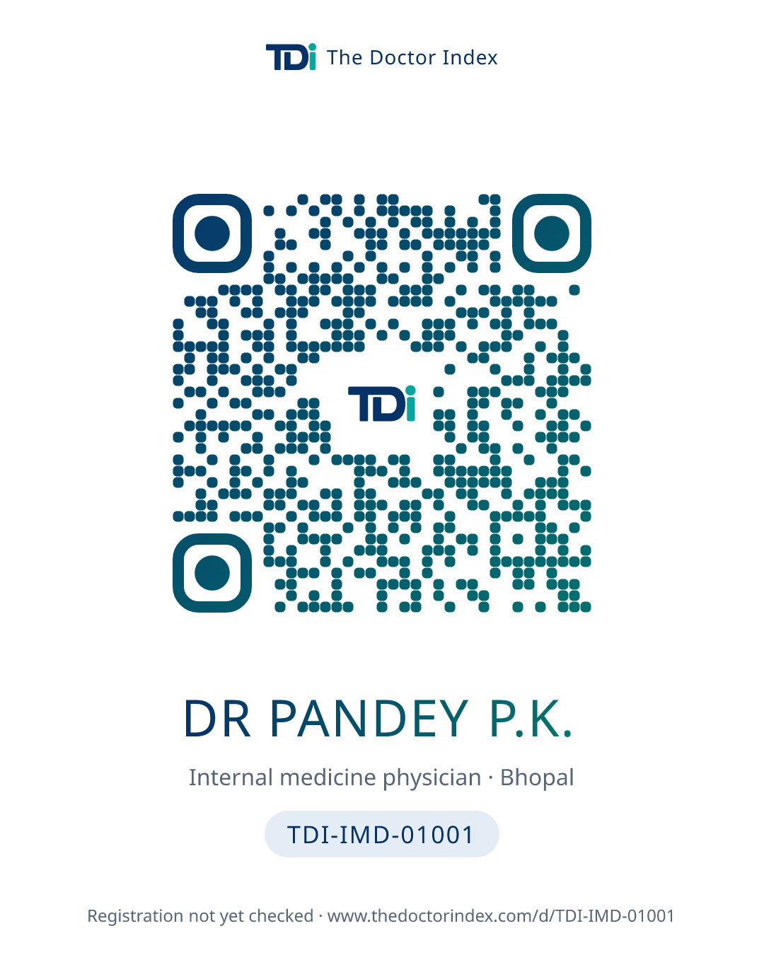 QR card for Dr Pandey P.K., TDI-IMD-01001