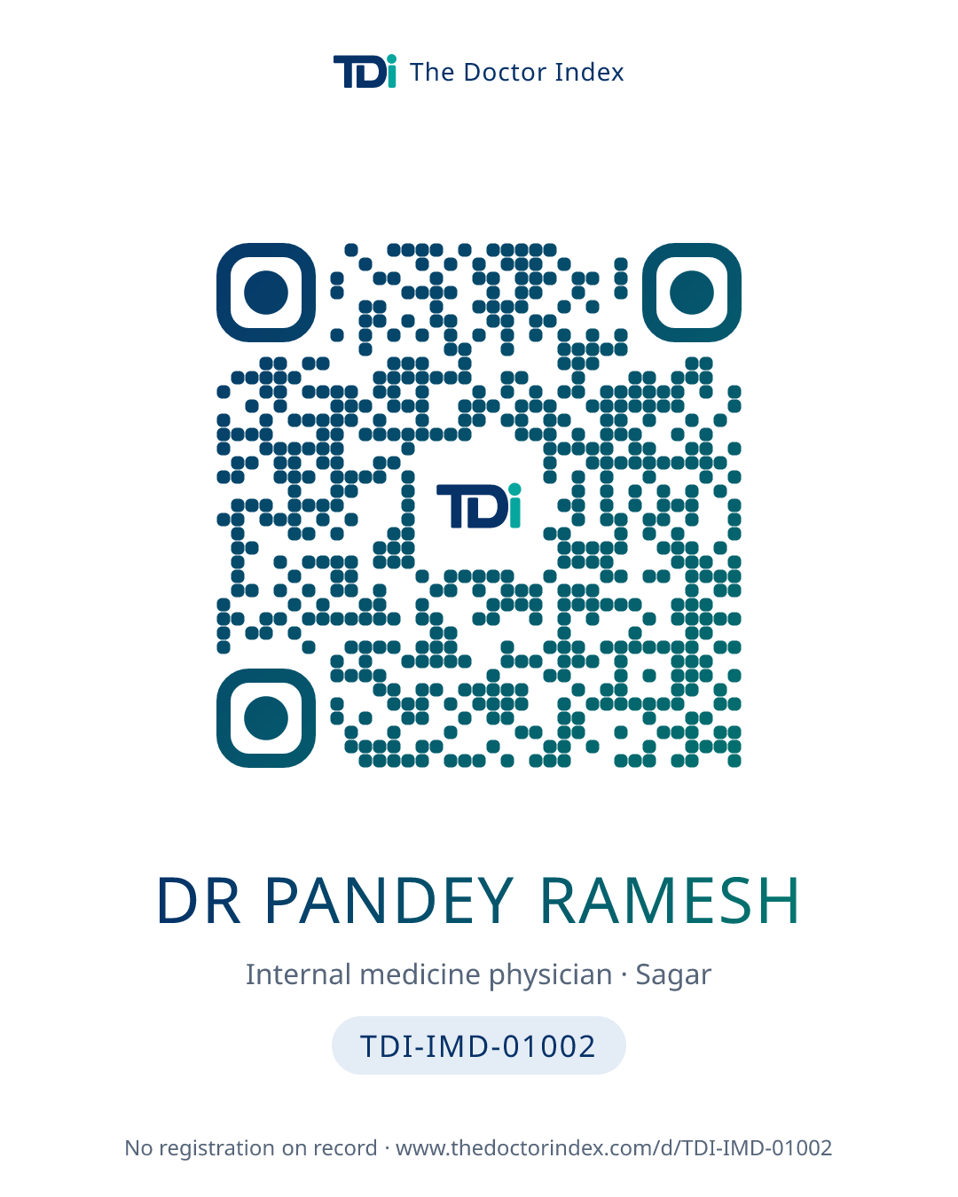 QR card for Dr Pandey Ramesh, TDI-IMD-01002