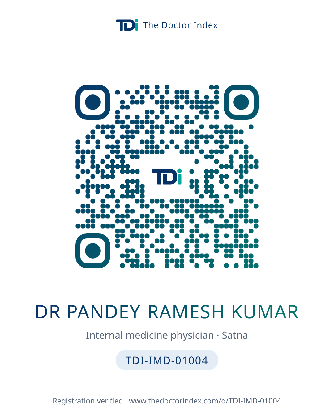QR card for Dr Pandey Ramesh Kumar, TDI-IMD-01004