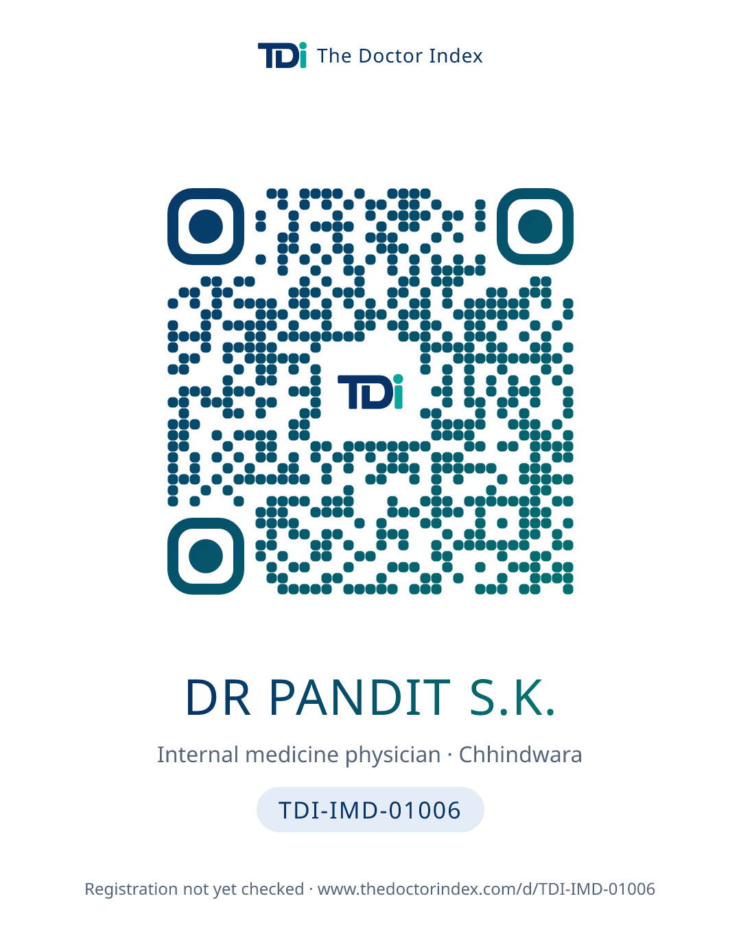 QR card for Dr Pandit S.K., TDI-IMD-01006